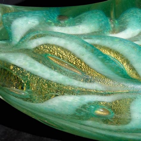 Ercole Barovier Murano Green Gold Flecks Italian Art Glass Bird Sculptures For Sale At 1stdibs