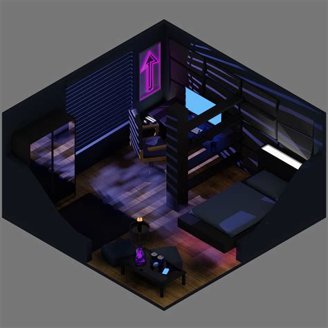 Isometric Modern Bedroom Futuristic Room Small Game Rooms Bedroom Setup