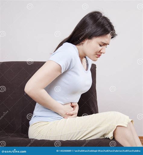 Young Woman With Stomach Pain Stock Image Image Of Cramps Spasm