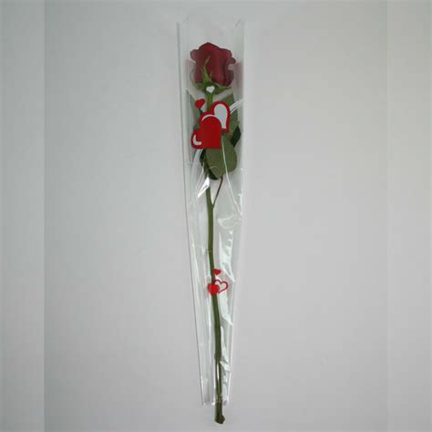 Single Rose Bouquet Sleeve With Hearts Flopak