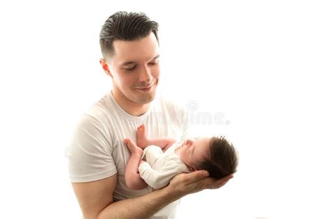 Close Up Portrait Of Young Father And Newborn Baby Stock Image Image