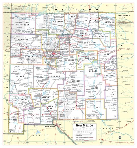 New Mexico State Wall Map Large Print Poster Etsy