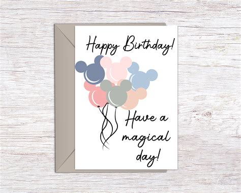 Printable Disney Birthday Card Magical Birthday Card Mickey Etsy