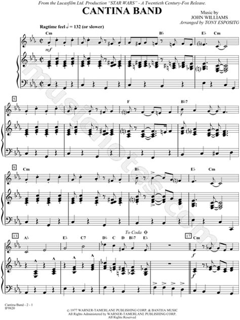 The page for the star spangled banner for band has arrangements for all woodwind and brass instruments so you can. Cantina Band by John Williams Sheet Music Collection (Solo & Accompaniment) - Print & Play - SKU ...