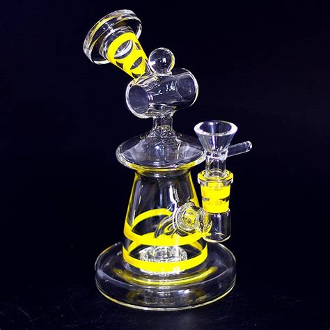 Circle Design Of Glass Bongs With Coloured Ring Sidecar Water Pipes