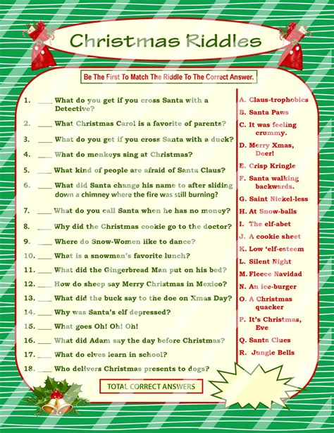 Christmas Riddle Game Diy Holiday Party Game Printable