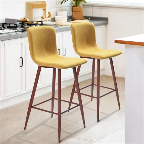 Furniturer 29 In Full Back Bar Stools Set Of 2 Counter Stools Wood