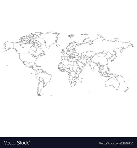 Gray Map World With Countries Borders Royalty Free Vector