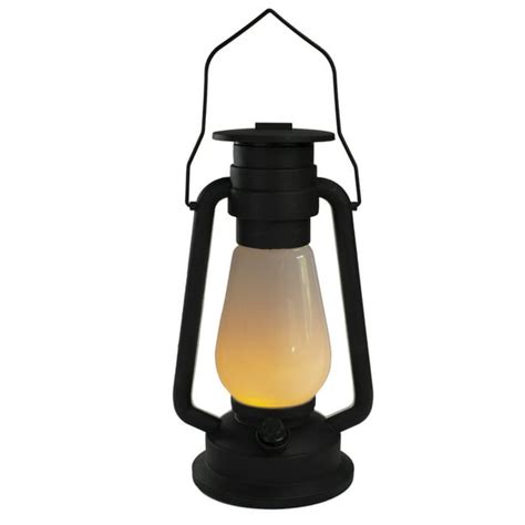 12 Black Battery Operated Faux Flame Led Hurricane Lantern Walmart