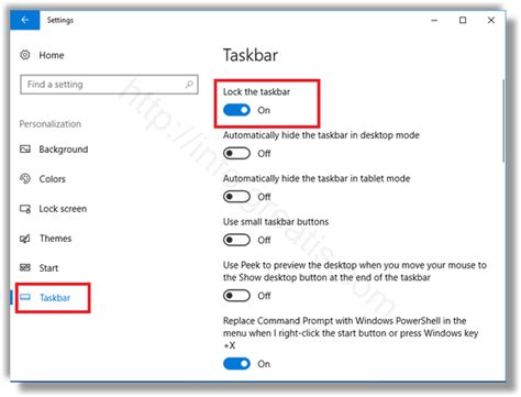 Disable Lock The Taskbar Setting On Windows 10