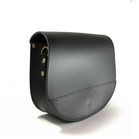 Black Leather Saddle Bag Minimal Style Bag Handmade Uk Etsy