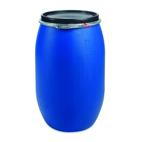 Oipps 120 Litre Plastic Blue Open Barrel With Lid And Ring Un Approved
