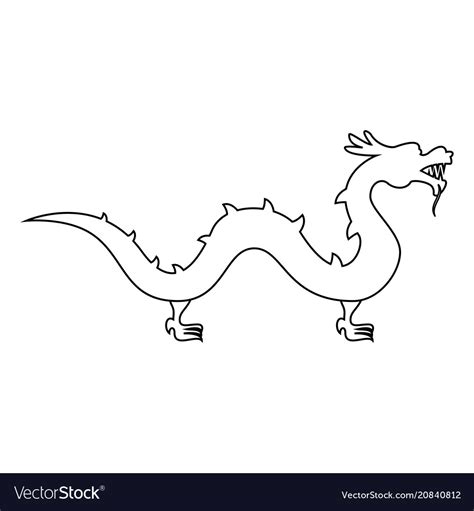Chinese Dragon Icon Black Color Flat Style Simple Vector Image