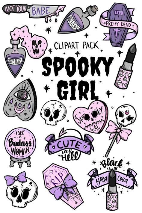 Spooky Girl Clipart , Pastel Goth high resolution png files (1166046