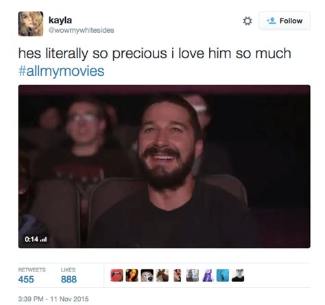 shia labeouf lets people watch him watching his movies by madison mills medium