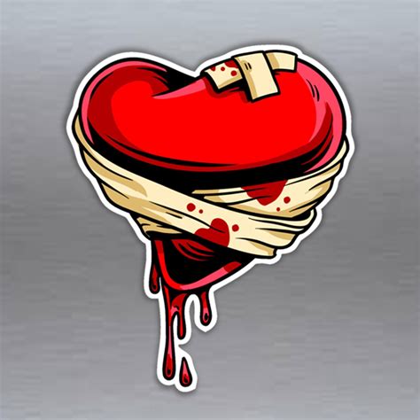 Broken Bleeding Heart Vinyl Sticker Halloween Or Tattoo Art Etsy