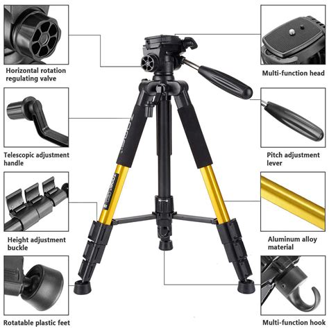 Zomei Q111 Lightweight Backpacking Tripod Kit 4 Section With 3 Way Pan