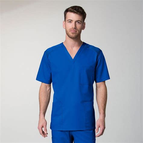 5308 Eon Royal Blue Mens V Neck Mesh Scrub Top Medical Scrubs Mens