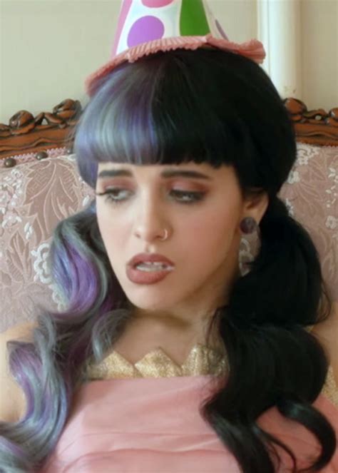 Melanie Martinez Wavy Black Purple Pigtails Split Color Straight