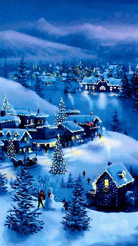 Christmas Night Blue Smowman Hd Phone Wallpaper Peakpx