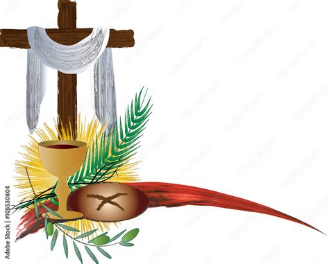 eucharist symbols of bread and wine with the symbols of the passion of jesus christ holy week