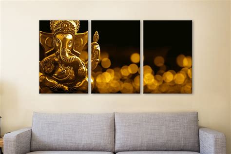Buy Lord Ganesha 3 Panel Framed Wall Art Quality Wall Art Queensland