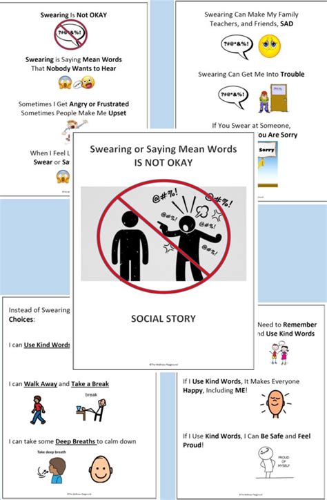 Social Story Swearing Or Saying Mean Words Is Not Okay Social