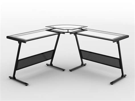 This glass top desk has a 1/3 thick top that is tempered for a durable, yet fashionable, worksurface. Z-line Belaire Glass Top Corner Computer Desk - Black ...