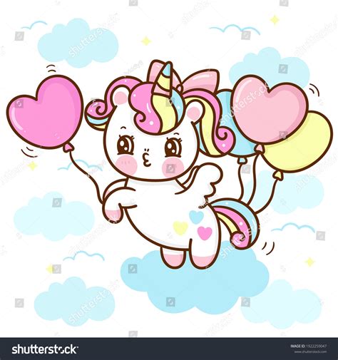 Vektor Stok Cute Unicorn Vector Pegasus Holding Heart Tanpa Royalti
