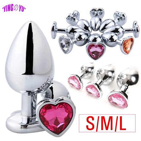 S M L Anal Plug Heart Stainless Steel Crystal Diamond Buttplug Prostate Massager Adults Anal Sex