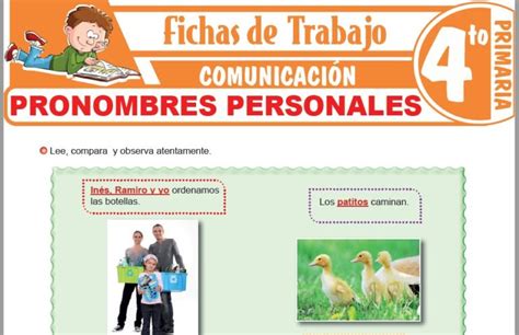 Pronombres Personales Para Cuarto De Primaria Fichas De Trabajo