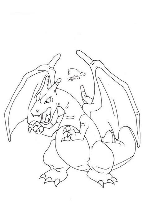 Puedes descargar este diseño en formato pdf o png. Dibujo para colorear Pokemon - Charizard 02