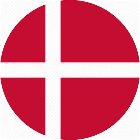 The national flag of denmark, dannebrog, is red with a white scandinavian cross that extends to the edges of the flag; 'Rounded flat country flag collection' by Ujj Bence | Flag icon, Denmark, Classic furniture