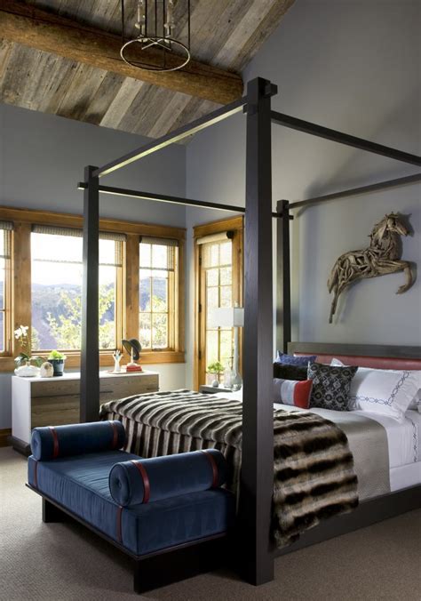 Canopy Bed With Decorative Pillows And Driftwood Ideas For Rustic