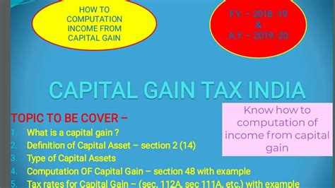 How To Computation Income From Captain Gain For F Y 2018 19 And A Y