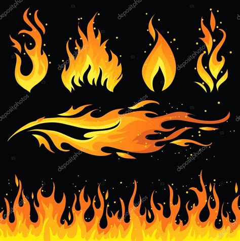 Fire Icon Set Stock Vector By ©deedl 40554107