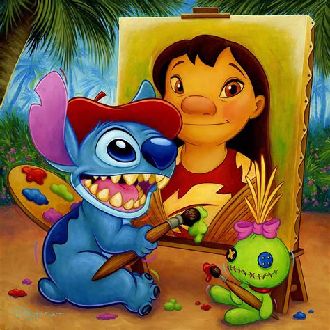 Lilo And Stitch Share A Sunset Disney Treasures On Canvas By Rodel Gonzalez