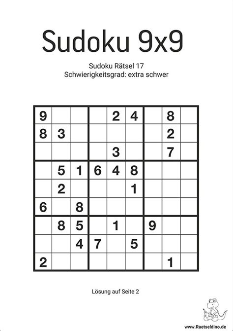 Sudoku.cba.si erzeugt kostenlos sudokus im pdf format, einfach zum ausdrucken. Sudoku Rätsel zum Ausdrucken - extra schwer