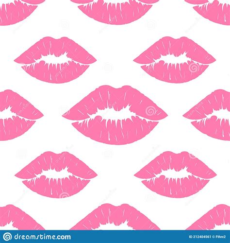Pink Lipstick Kiss Seamless Pattern Lip Prints Vector Illustration Stock Vector