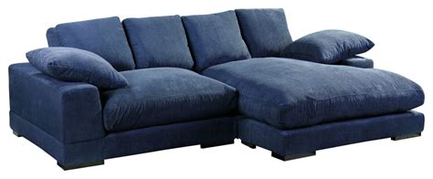 2 Pc Blue Corduroy Large Reversible Modular Sectional Sofa