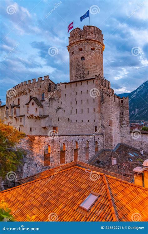 Sunset View Of Castello Del Buonconsiglio In Trento Italy Editorial