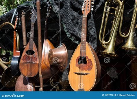 Musical Instruments In El Rastro Editorial Stock Image Image Of