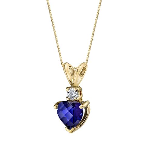Heart Shaped Sapphire And Diamond Pendant Necklace In 14k Gold R150093y