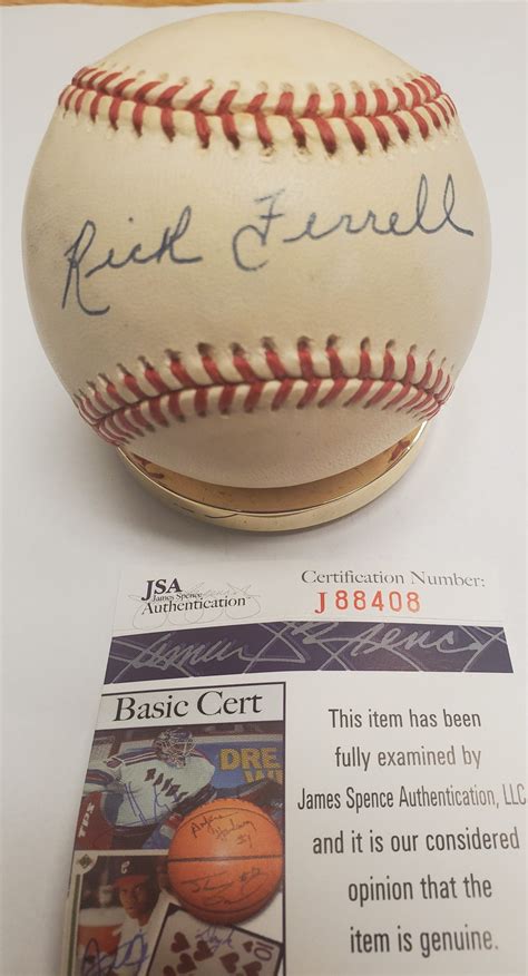 Autographed Rick Ferrell Rawlings Official American League Baseball Jsa
