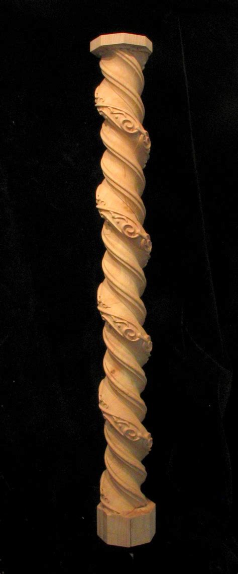Wood Carved Spiral Column Carving Columns Decor Wood Columns