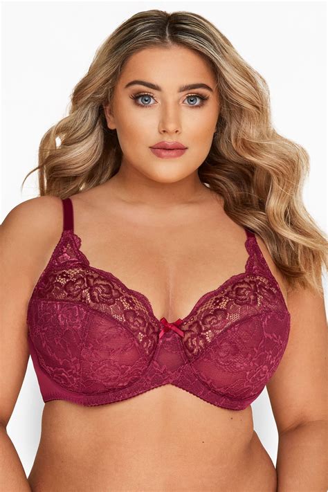 Berry Stretch Lace Non Padded Underwired Bra Sizes 38 40 Yours Clothing