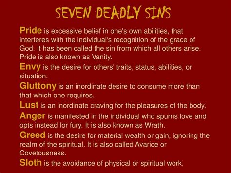 Ppt Seven Deadly Sins Powerpoint Presentation Free Download Id4229907