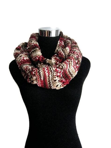 Pinkish Red Brown And Cream Lace Striped Infinity Scarf The Stripe