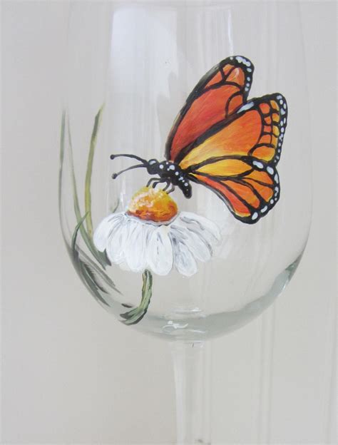 Butterfly Wine Glass Hand Painted Hand Painted Wine Glasses Hand