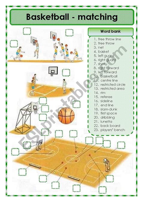 Basketball Matching Exercise Esl Worksheet By Oppilif